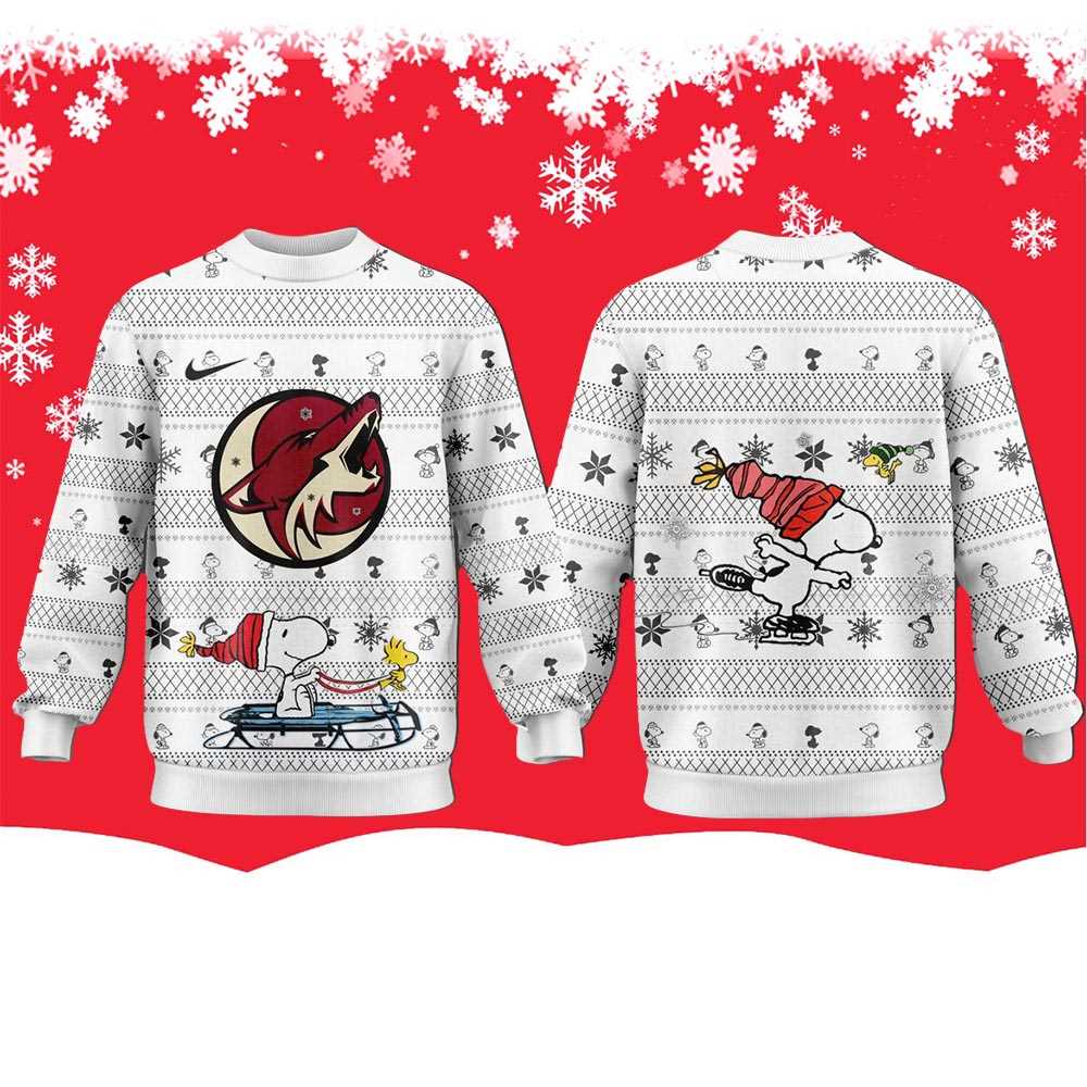 Arizona Coyotes Snoopy Peanuts 2025 Ugly Christmas Sweater