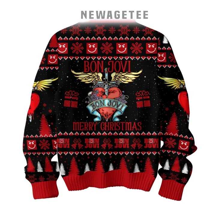 Bon Jovi Merry Christmas I Wish Everyday Is 2025 Ugly Christmas Sweater Bon Jovi Merry Christmas I Wish Everyday Is 2025 Ugly Christmas Sweater