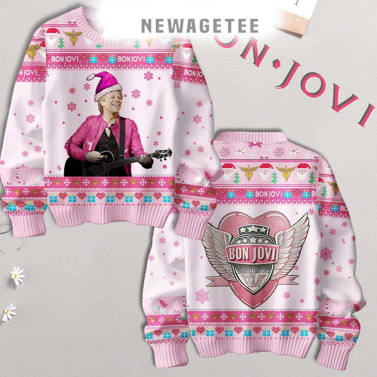 Bon Jovi Merry Christmas I Wish Everyday Is 2025 Ugly Christmas Sweater Bon Jovi Merry Christmas I Wish Everyday Is 2025 Ugly Christmas Sweater