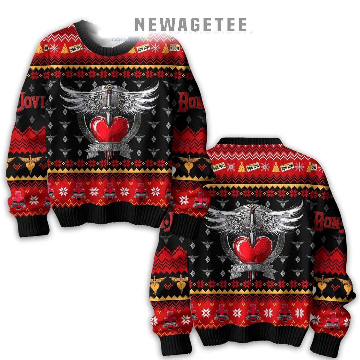 Bon Jovi My Pink Love For You Christmas 2025 Ugly Christmas Sweater