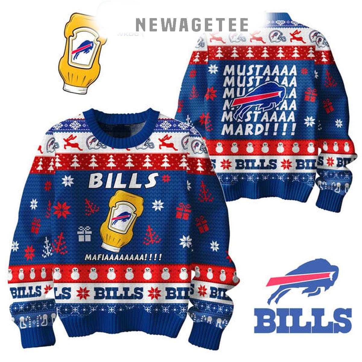 Buffalo Bills Mustard Bills Mafia Christmas Holidays Ugly Sweater