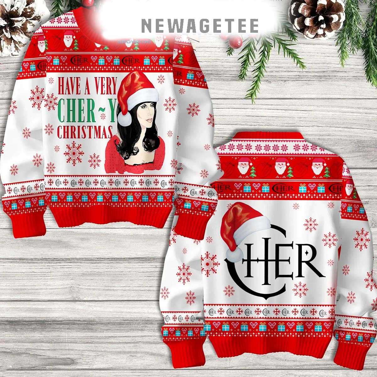 Cher Have A Very Chery Christmas 2025 Ugly Christmas Sweater