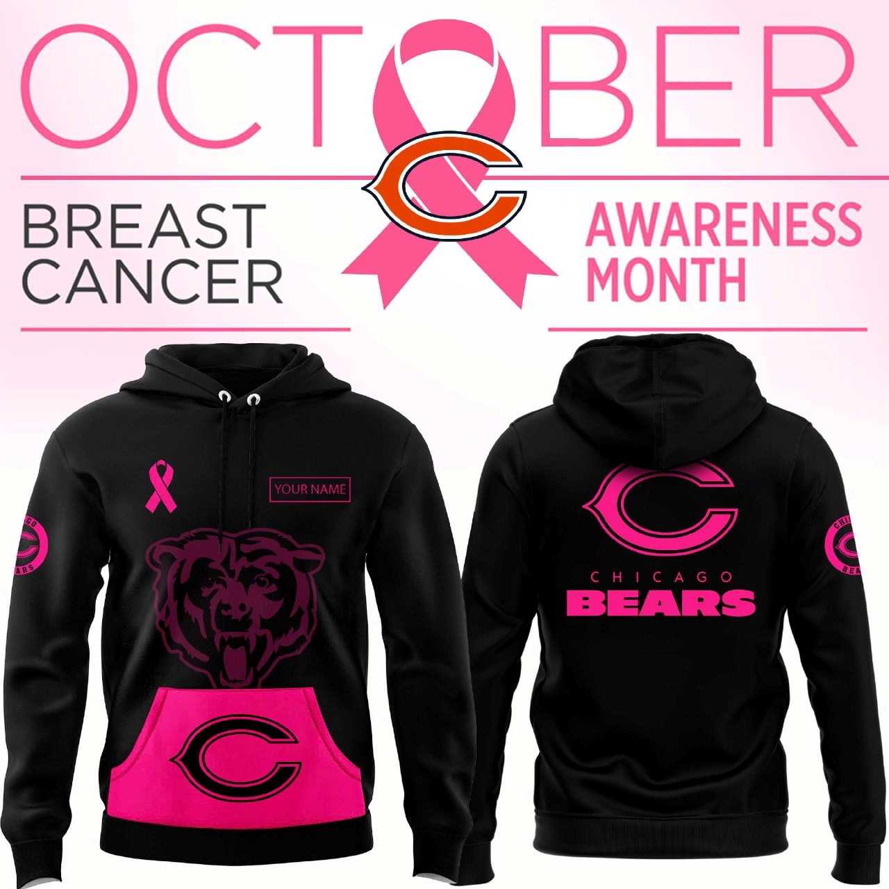 Chicago Bears Breast Cancer Awareness Hoodie