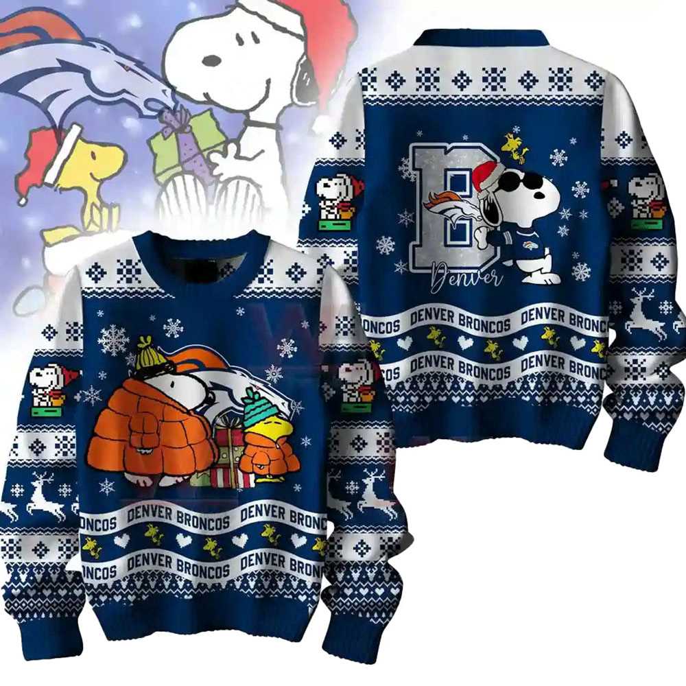Denver Broncos Snoopy Woodstock Puffer Jacket Ugly Christmas Sweater Denver Broncos Snoopy Woodstock Puffer Jacket Ugly Christmas Sweater
