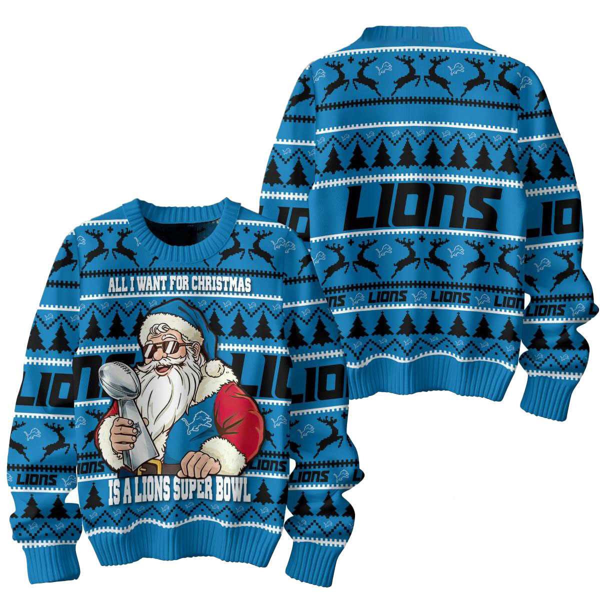 Denver Broncos Santa All I Want For Christmas Is Super Bowl Ugly Sweater