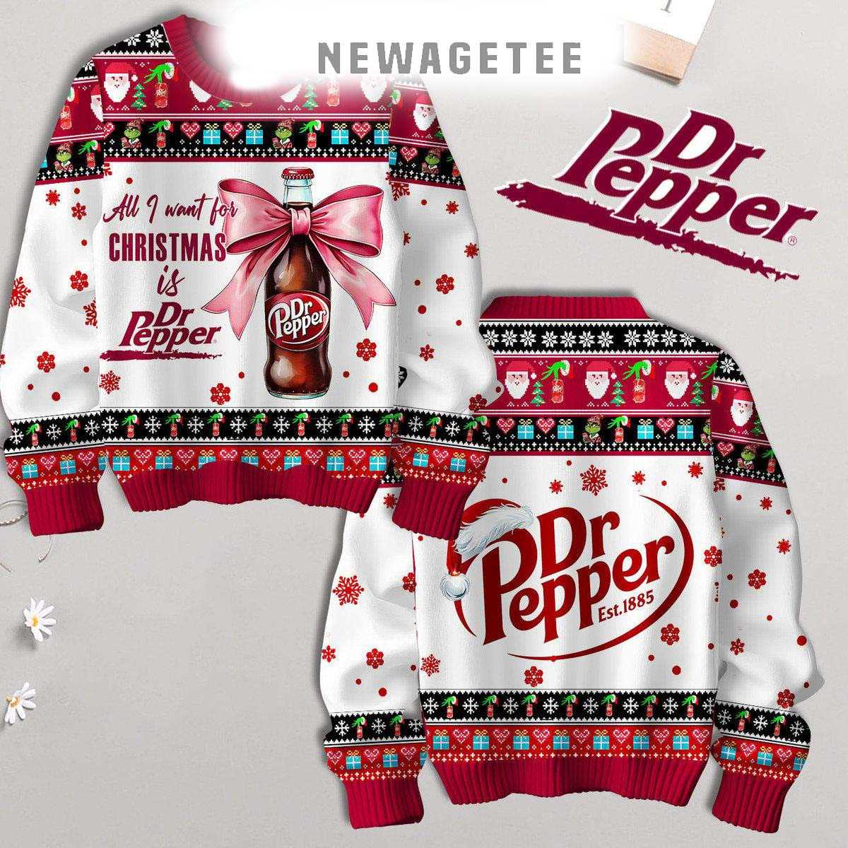 Dr Pepper All I Want For Christmas 2024 Dr Pepper Ugly Sweater