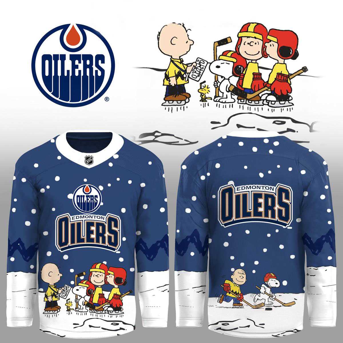 Edmonton Oilers Snoopy Peanuts Christmas Hockey Jersey