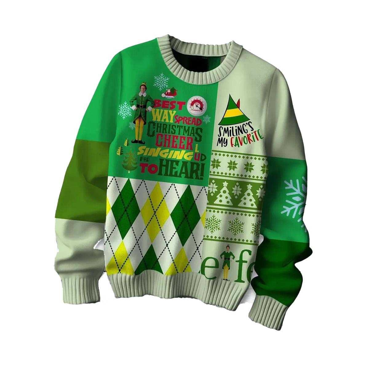 Elf Best Way Spread Christmas Cheer Singing To Hear 2025 Ugly Christmas Sweater