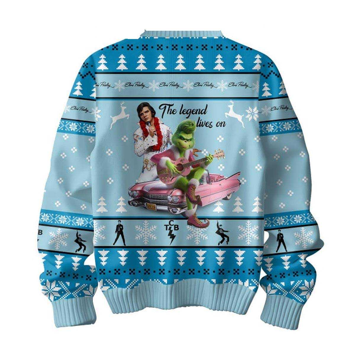 Elvis Presley Rock And Roll With The Grinch Christmas Ugly Sweater Elvis Presley Rock And Roll With The Grinch Christmas Ugly Sweater