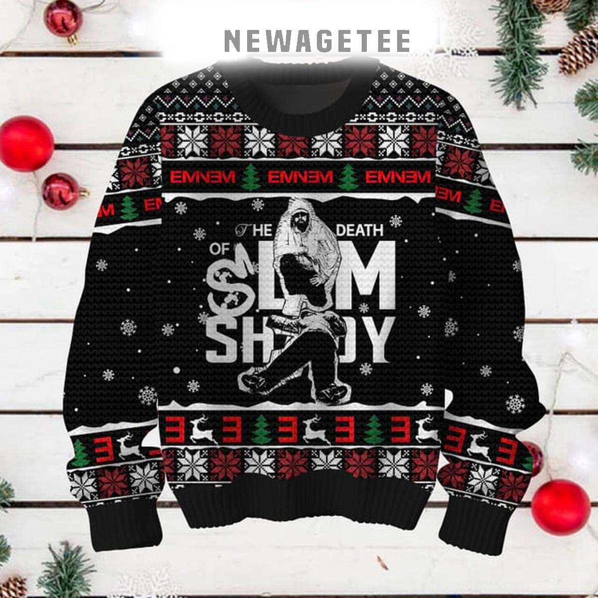 Eminem The Death Of Slim Shady 2025 Ugly Christmas Sweater Eminem The Death Of Slim Shady 2025 Ugly Christmas Sweater