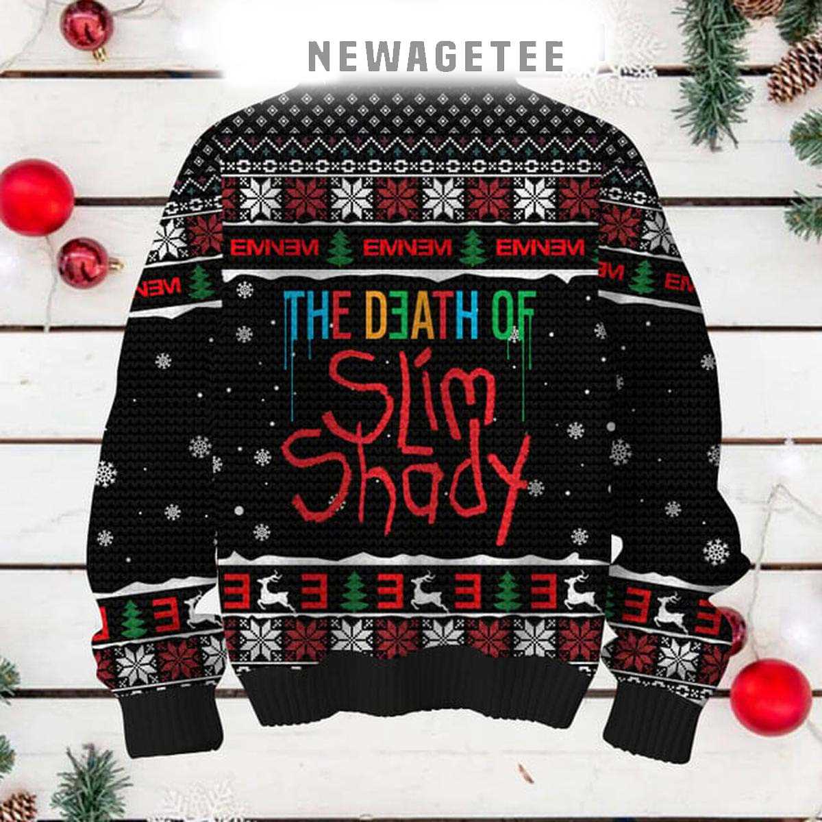 Eminem The Death Of Slim Shady 2025 Ugly Christmas Sweater Eminem The Death Of Slim Shady 2025 Ugly Christmas Sweater