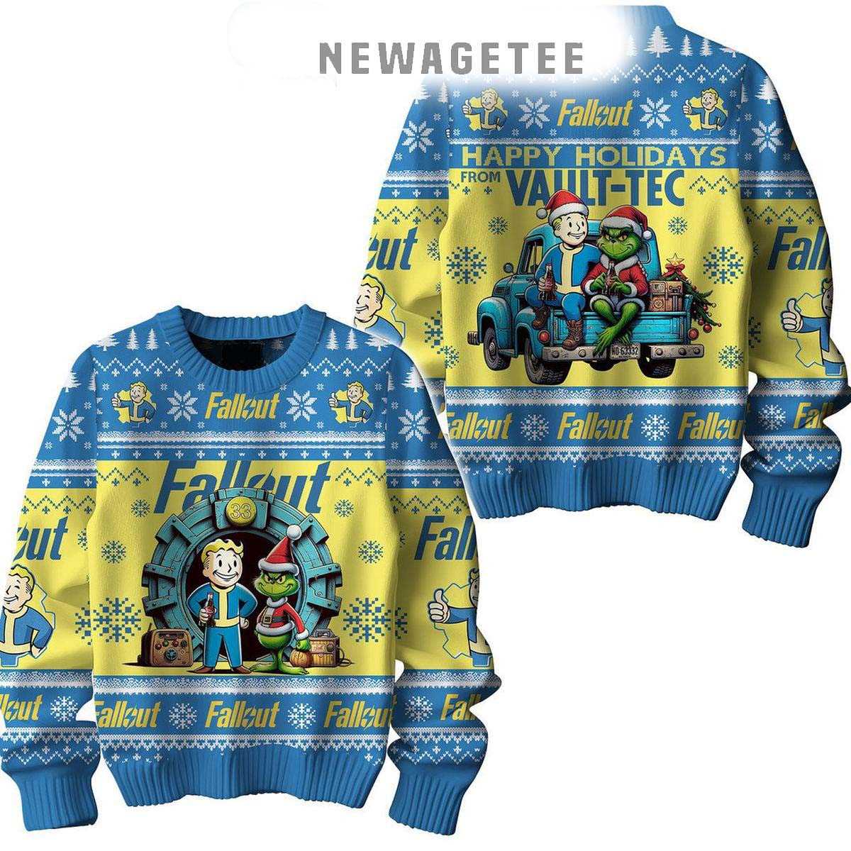 Fallout Vault-tec Happy Holidays The Grinch 2024 Christmas Ugly Sweater