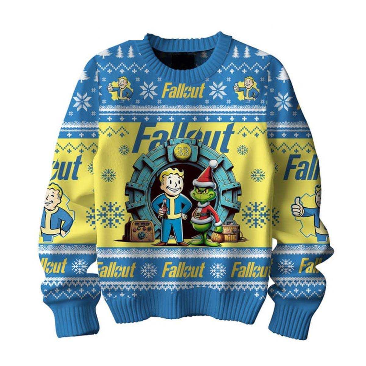 Fallout Vault-tec Happy Holidays The Grinch 2024 Christmas Ugly Sweater Fallout Vault-tec Happy Holidays The Grinch 2024 Christmas Ugly Sweater