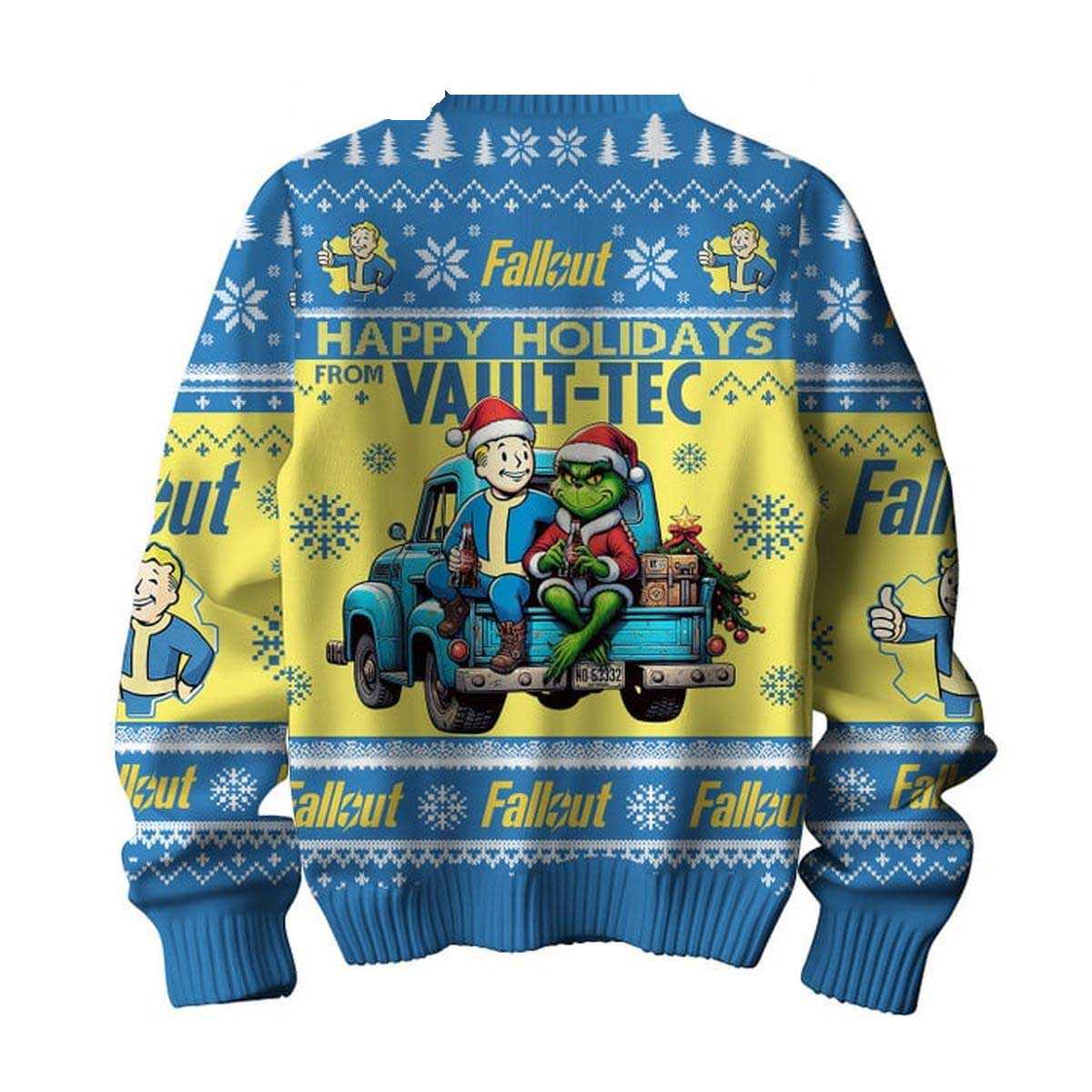 Fallout Vault-tec Happy Holidays The Grinch 2024 Christmas Ugly Sweater Fallout Vault-tec Happy Holidays The Grinch 2024 Christmas Ugly Sweater