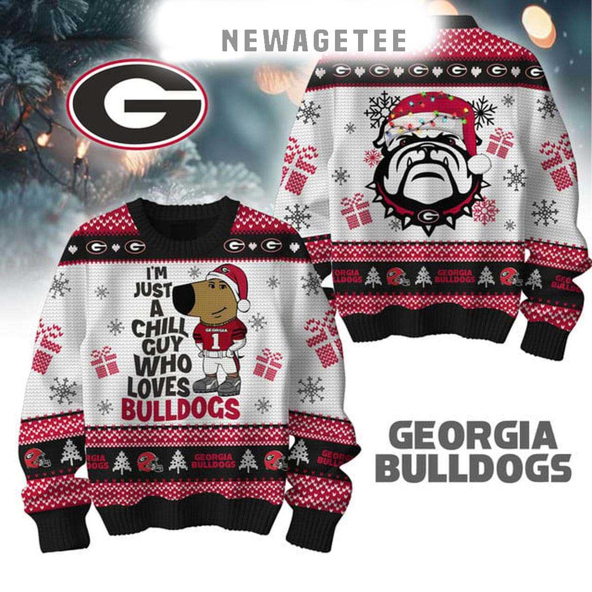 Georgia Bulldogs How About Them Dogs Christmas Go Dawgs 2025 Ugly Christmas Sweater