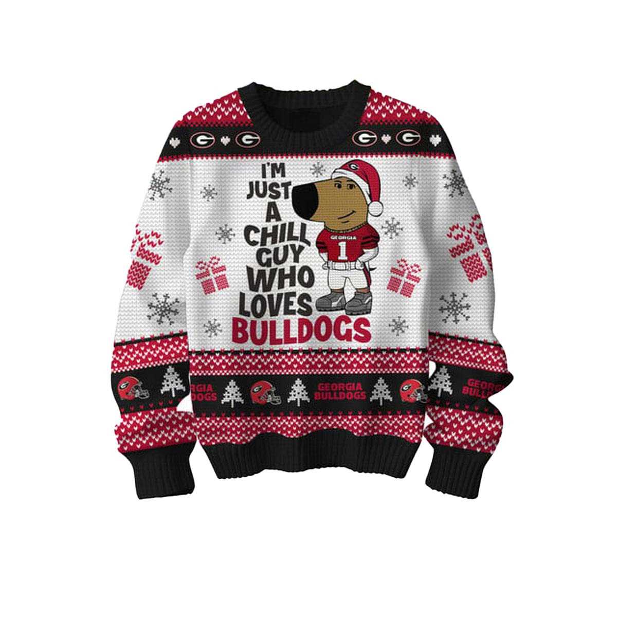 Georgia Bulldogs Im Just A Chill Guy Who Loves Bulldogs 2025 Ugly Christmas Sweater Georgia Bulldogs Im Just A Chill Guy Who Loves Bulldogs 2025 Ugly Christmas Sweater