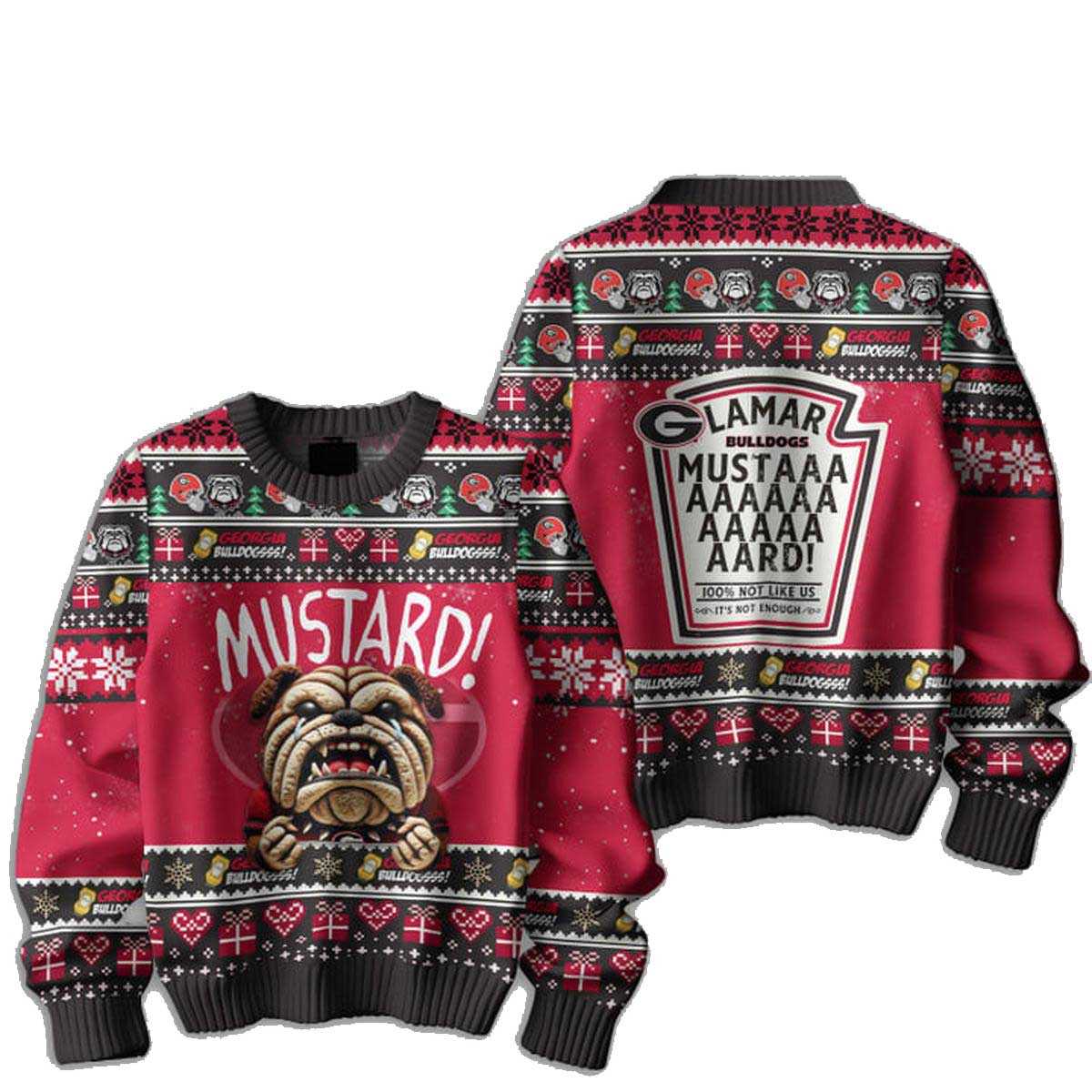 Georgia Bulldogs Mustard Kendrick Lamar Christmas Ugly Sweater Georgia Bulldogs Mustard Kendrick Lamar Christmas Ugly Sweater