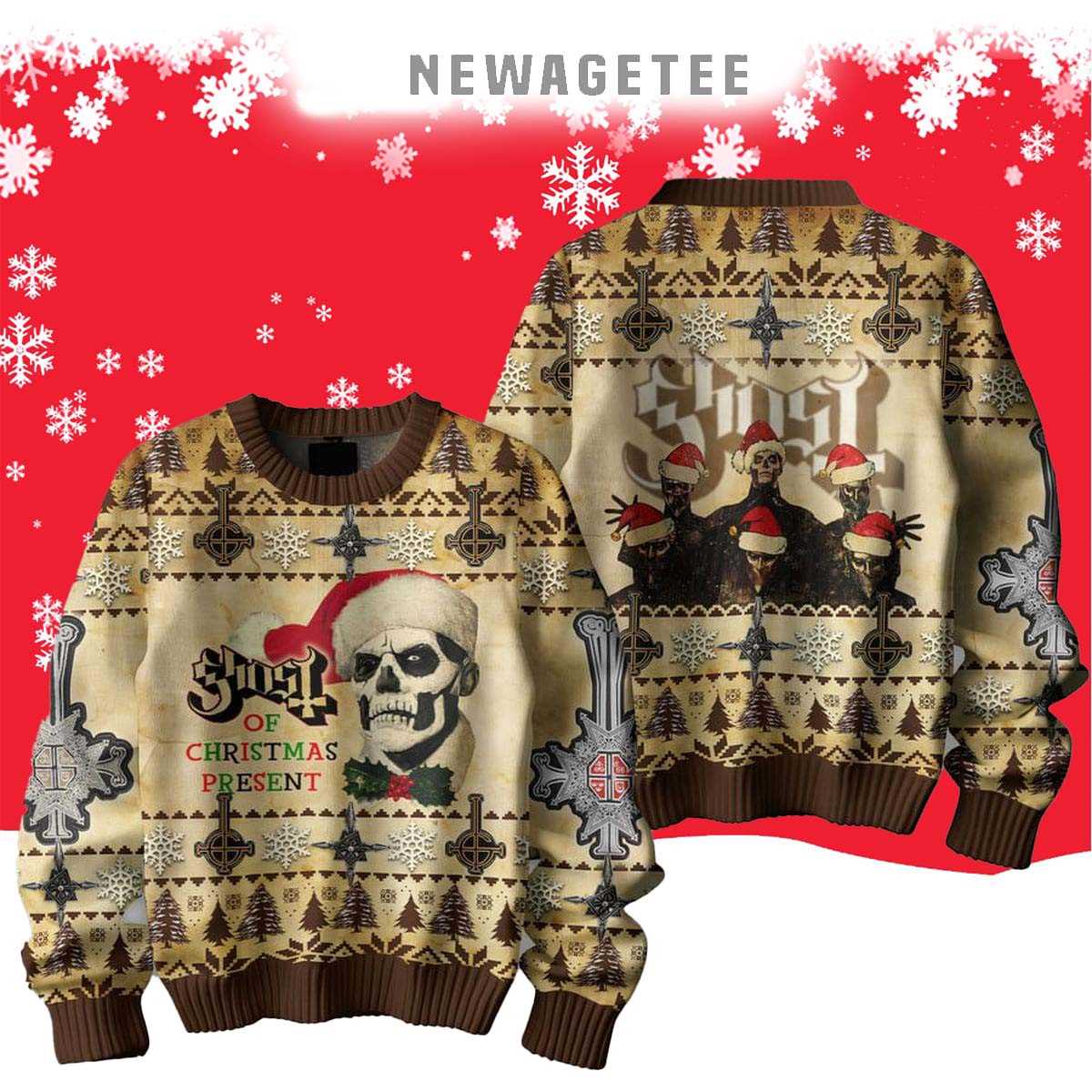 Ghost For The Present Of Christmas 2024 Ugly Sweater Ghost For The Present Of Christmas 2024 Ugly Sweater