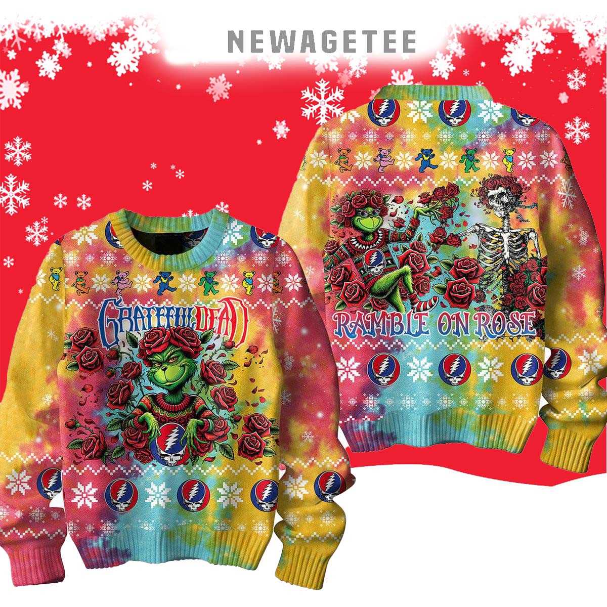 Grateful Dead Ramble On Rose The Grinch Christmas Ugly Sweater Grateful Dead Ramble On Rose The Grinch Christmas Ugly Sweater