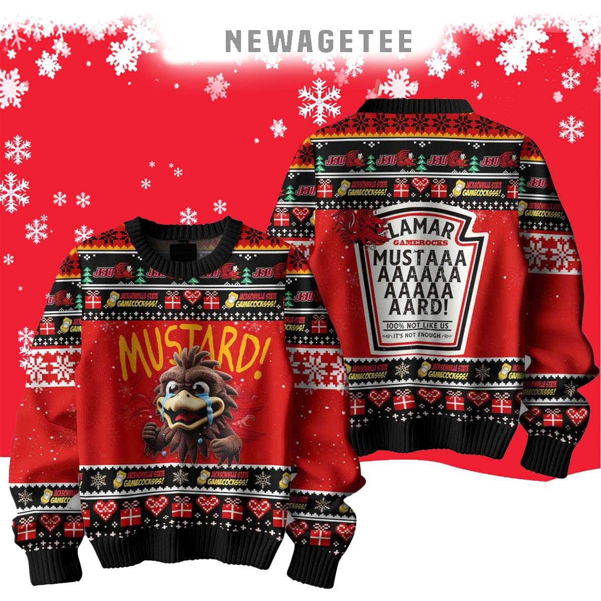 Jackson State Gamecocks Mustard Kendrick Lamar Christmas Ugly Sweater Jackson State Gamecocks Mustard Kendrick Lamar Christmas Ugly Sweater