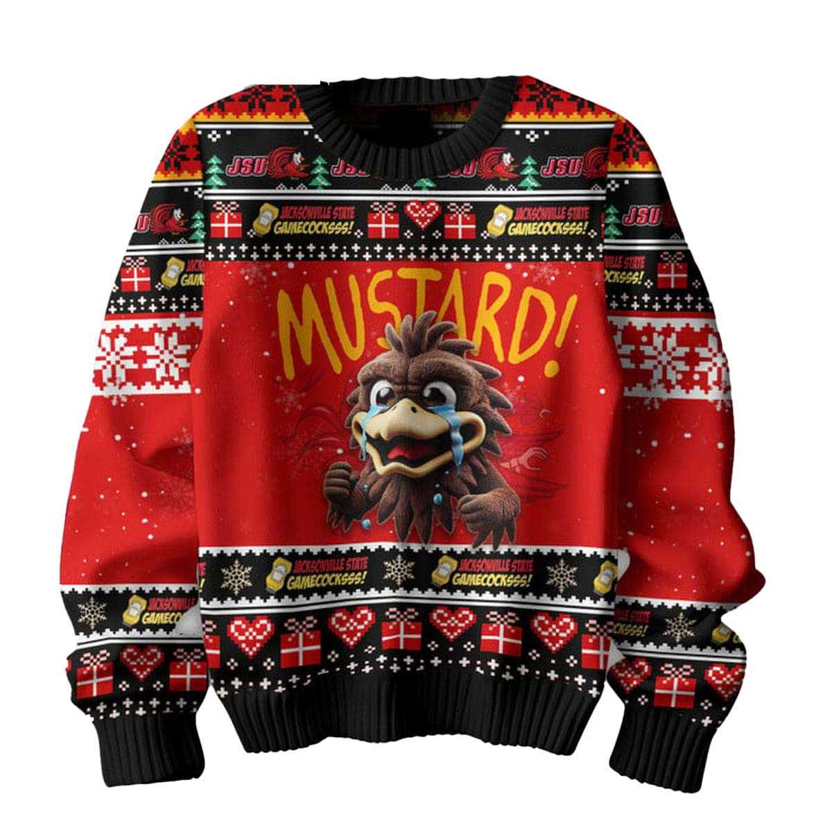 Jacksonville State Gamecocks Mustard Not Like Us 2025 Ugly Christmas Sweater Jacksonville State Gamecocks Mustard Not Like Us 2025 Ugly Christmas Sweater