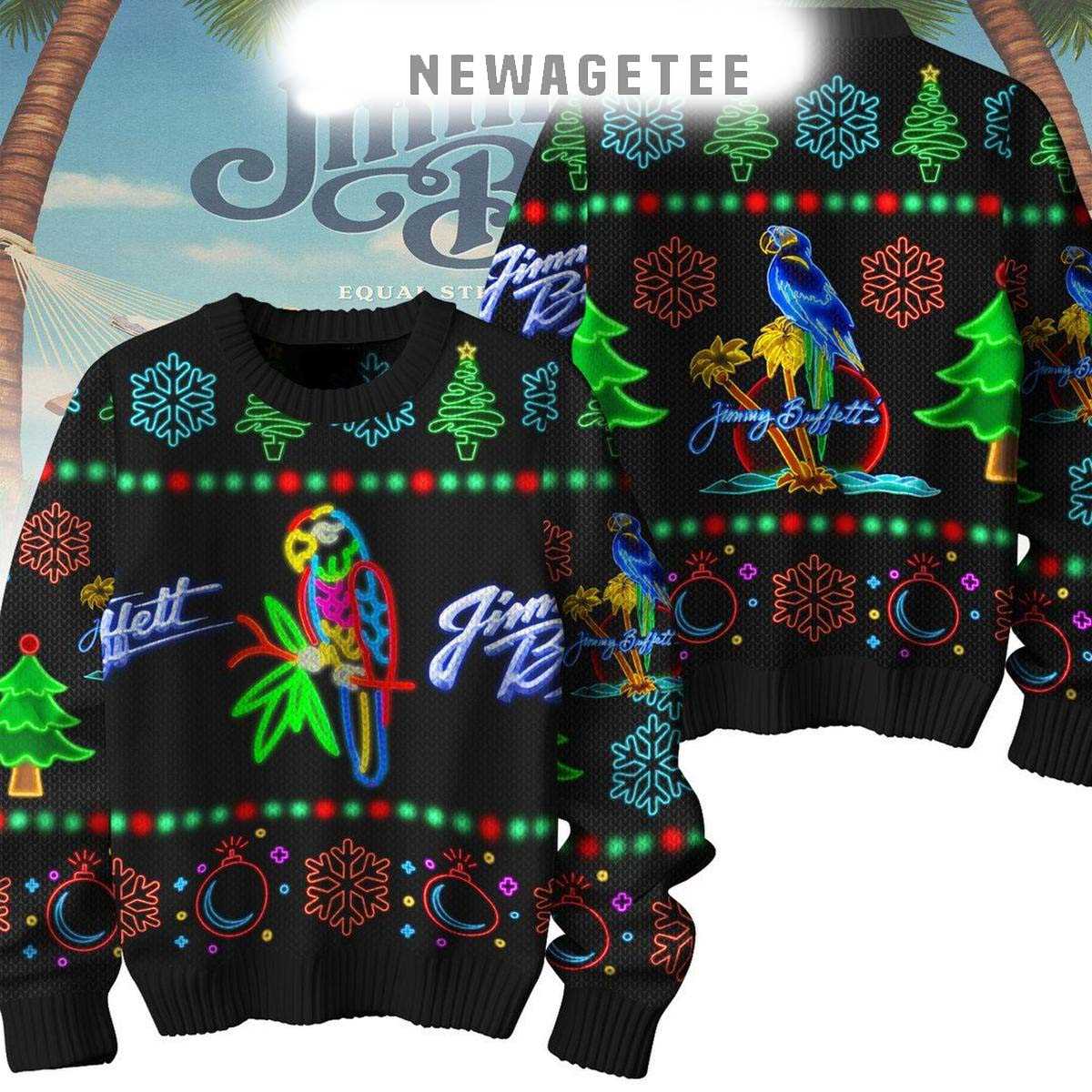 Jimmy Buffett Neon Lights Christmas Night Ugly Sweater Jimmy Buffett Neon Lights Christmas Night Ugly Sweater