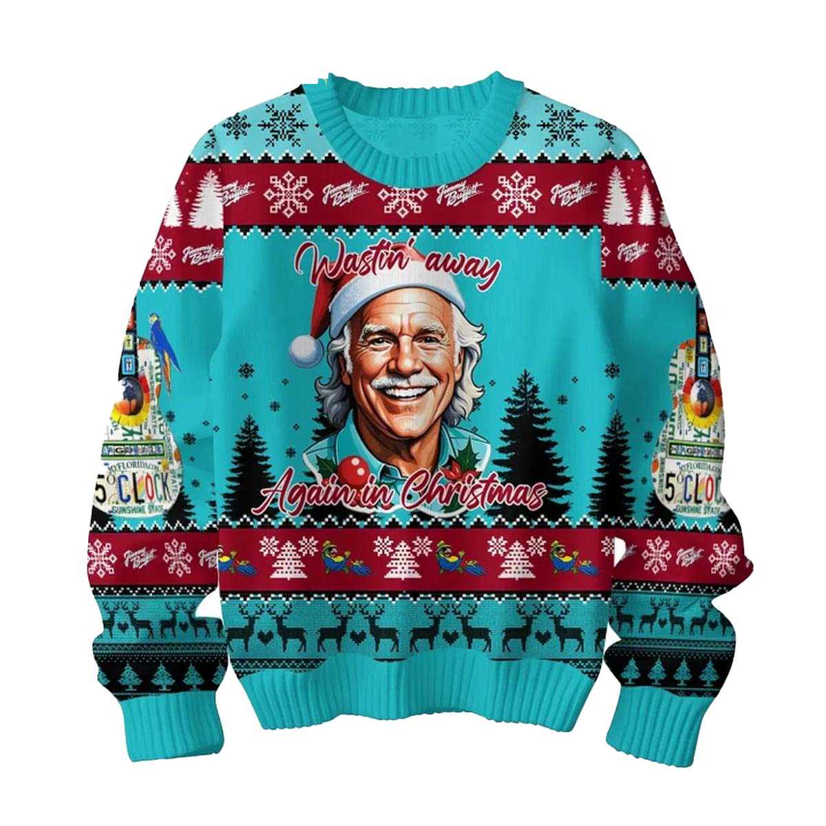 Jimmy Buffett Wastin Away Again In Christmas 2025 Ugly Christmas Sweater Jimmy Buffett Wastin Away Again In Christmas 2025 Ugly Christmas Sweater