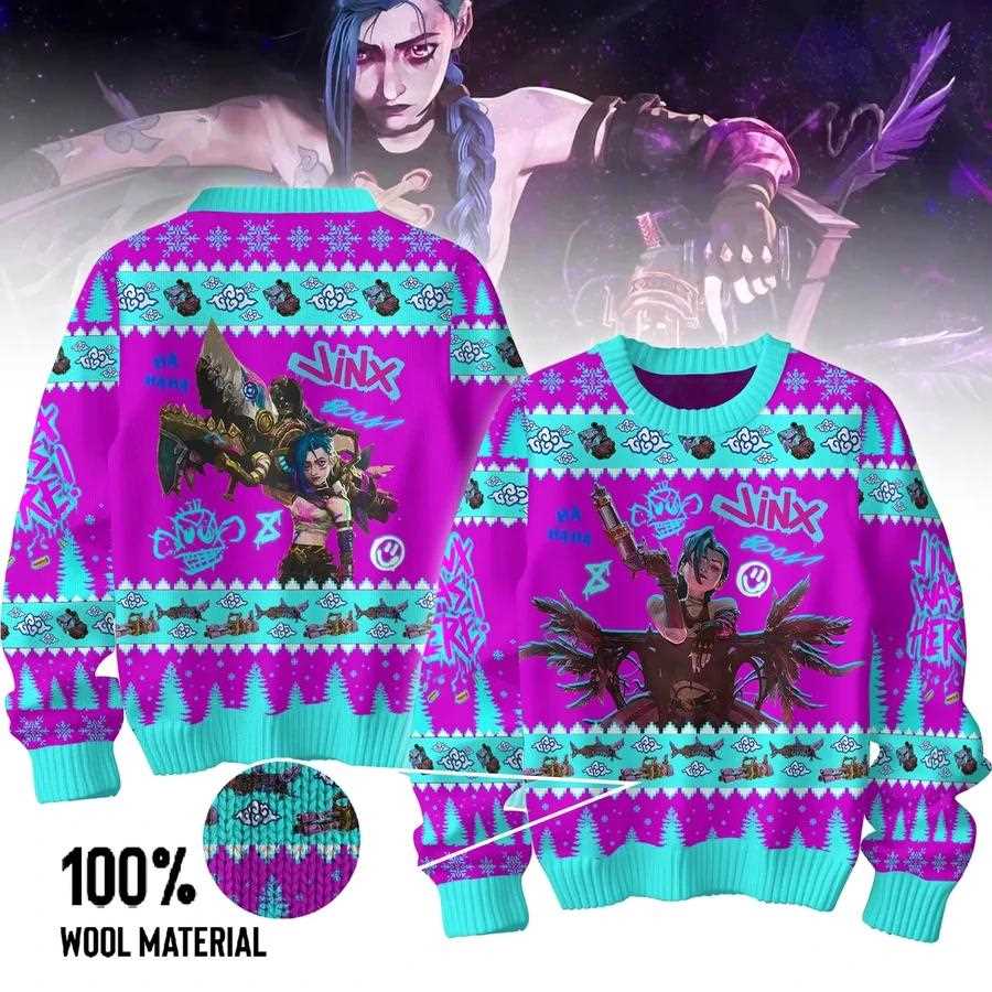 Jinx Of Arcane League Of Legends 2025 Ugly Christmas Sweater Jinx Of Arcane League Of Legends 2025 Ugly Christmas Sweater