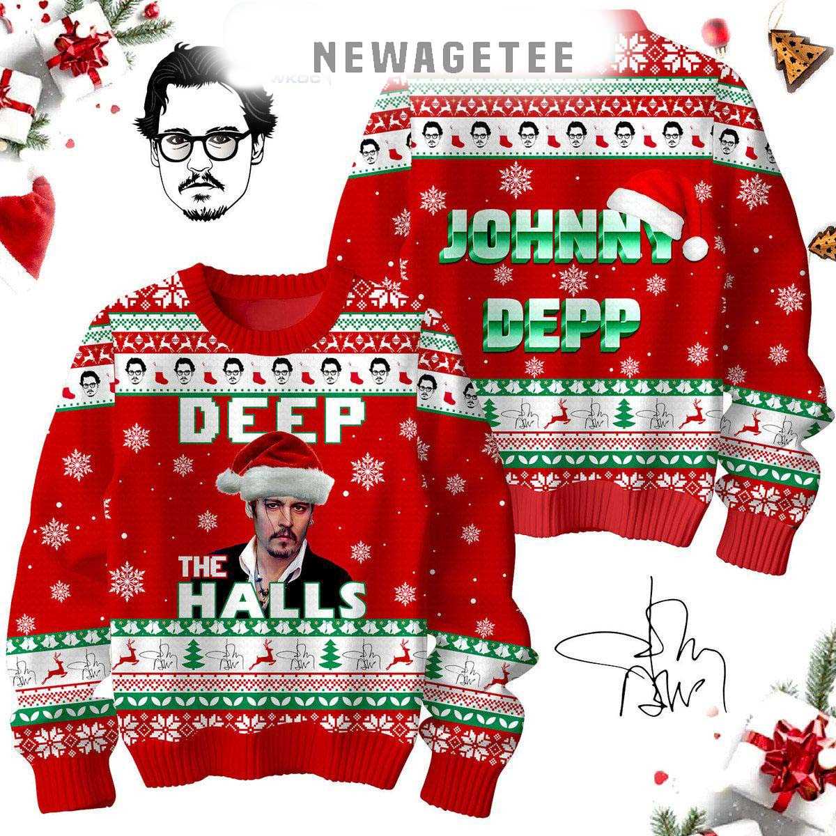 Johnny Depp Deep The Halls Merry 2024 Christmas Ugly Sweater Johnny Depp Deep The Halls Merry 2024 Christmas Ugly Sweater