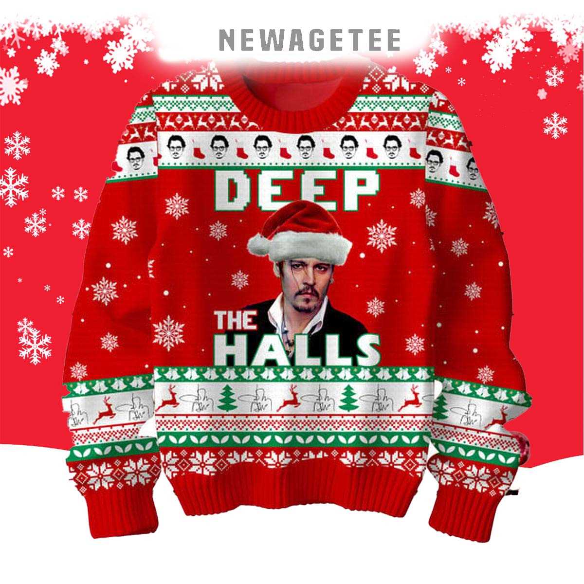Johnny Depp Deep The Halls Merry 2024 Christmas Ugly Sweater Johnny Depp Deep The Halls Merry 2024 Christmas Ugly Sweater