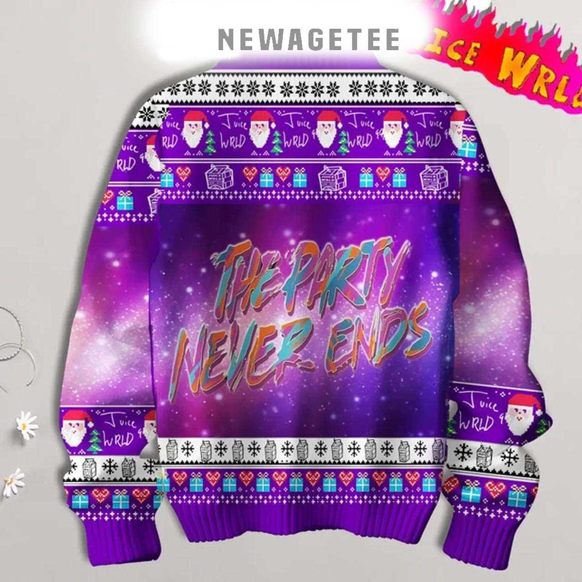 Juice Wrld The Party Never Ends 2025 Ugly Christmas Sweater Juice Wrld The Party Never Ends 2025 Ugly Christmas Sweater