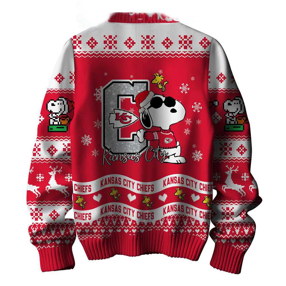 Kansas City Chiefs Snoopy Woodstock Puffer Jacket Ugly Christmas Sweater Kansas City Chiefs Snoopy Woodstock Puffer Jacket Ugly Christmas Sweater