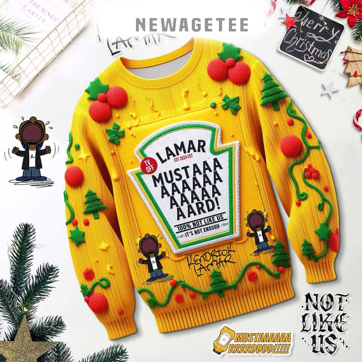 Kendrick Lamar Mustard Lamar Est 2025 Ugly Christmas Sweater Kendrick Lamar Mustard Lamar Est 2025 Ugly Christmas Sweater