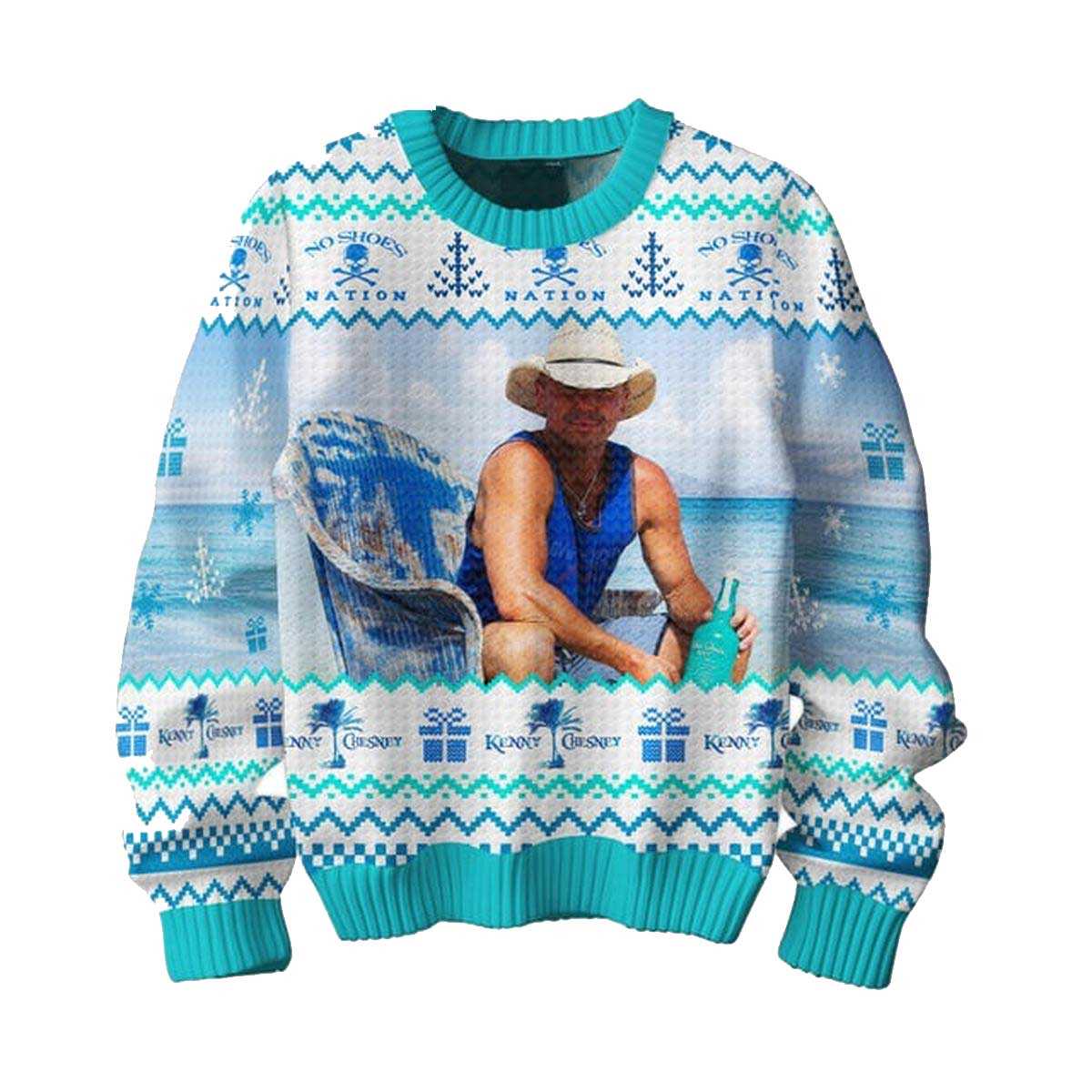 Kenny Chesney The Sun And The Sand And A Drink In My Hand Christmas Ugly Sweater Kenny Chesney The Sun And The Sand And A Drink In My Hand Christmas Ugly Sweater