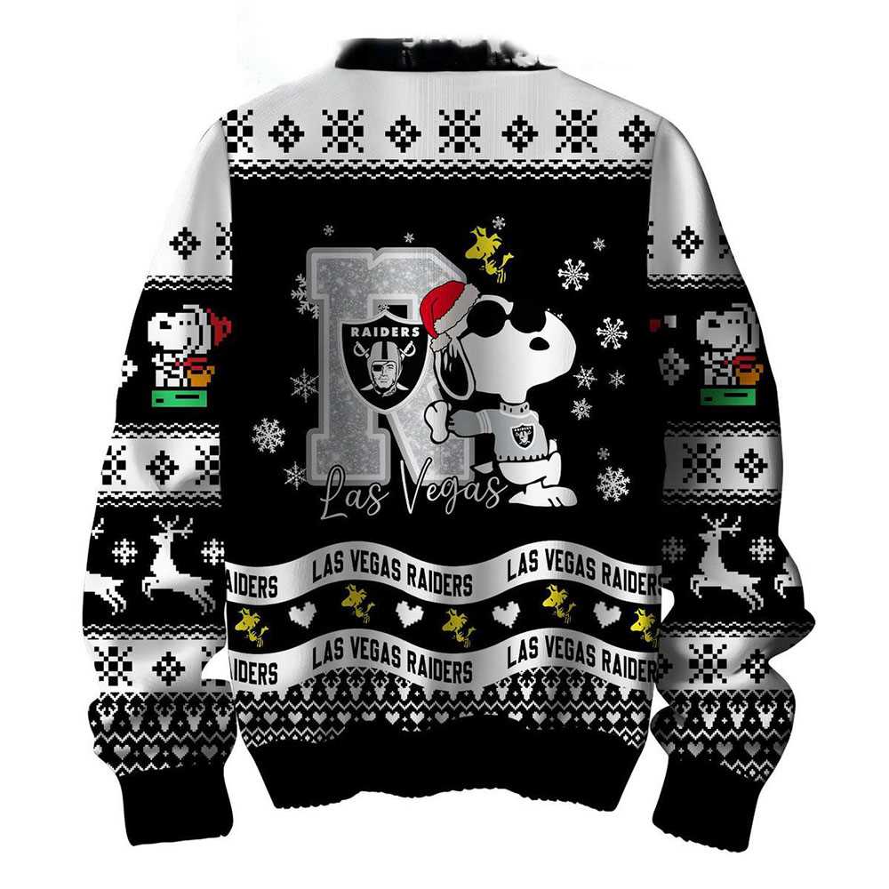 Las Vegas Raiders Snoopy Woodstock Puffer Jacket Ugly Christmas Sweater Las Vegas Raiders Snoopy Woodstock Puffer Jacket Ugly Christmas Sweater