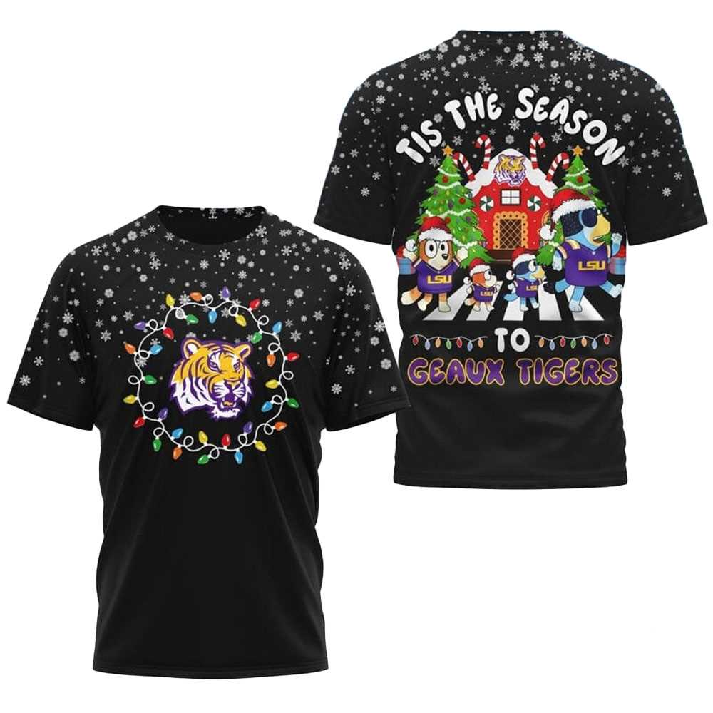 Lsu Tigers Bluey Tis The Season To Geaux Tigers Christmas 2025 Shirt