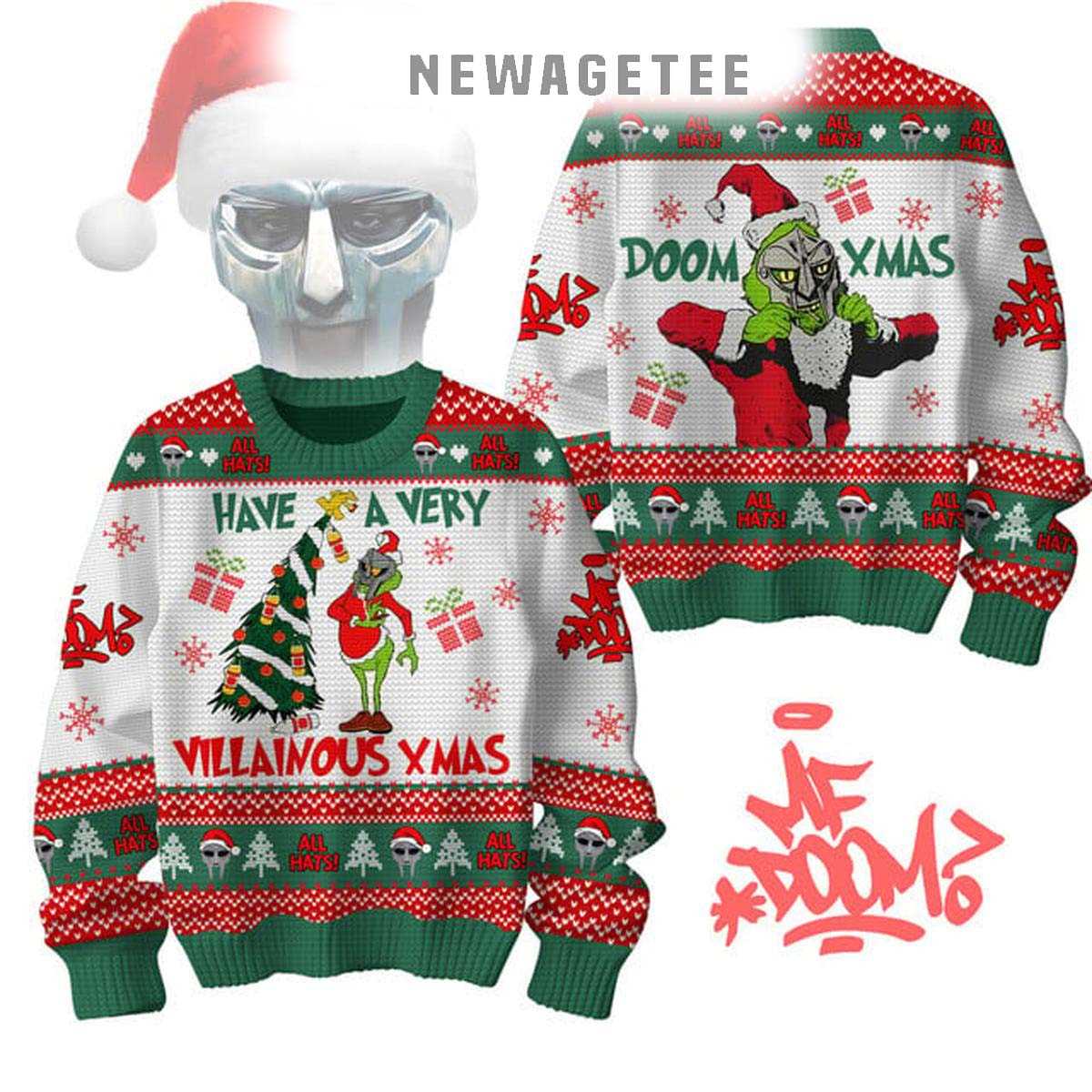 Mf Doom Have A Very Villainous Christmas Doom Xmas 2025 Ugly Christmas Sweater
