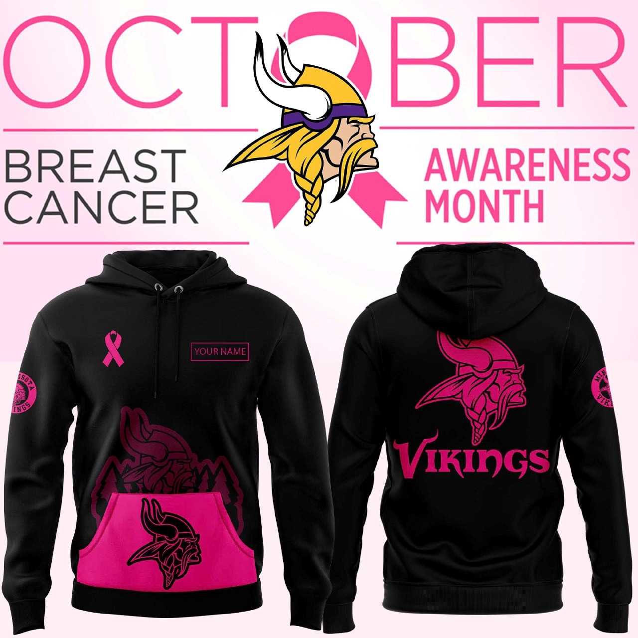 Minnesota Vikings Breast Cancer Awareness Hoodie