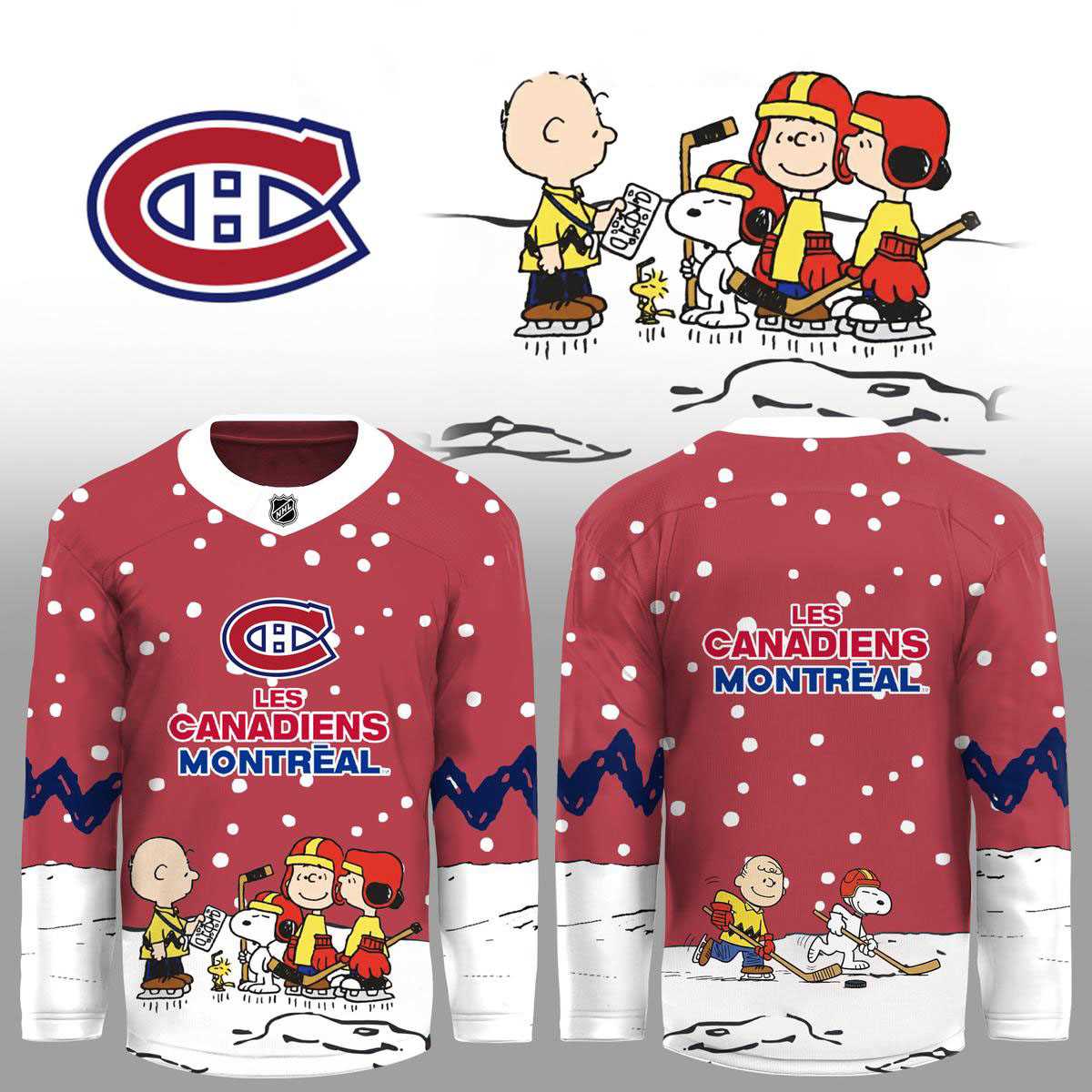 Montreal Canadiens Snoopy Peanuts Christmas Hockey Jersey