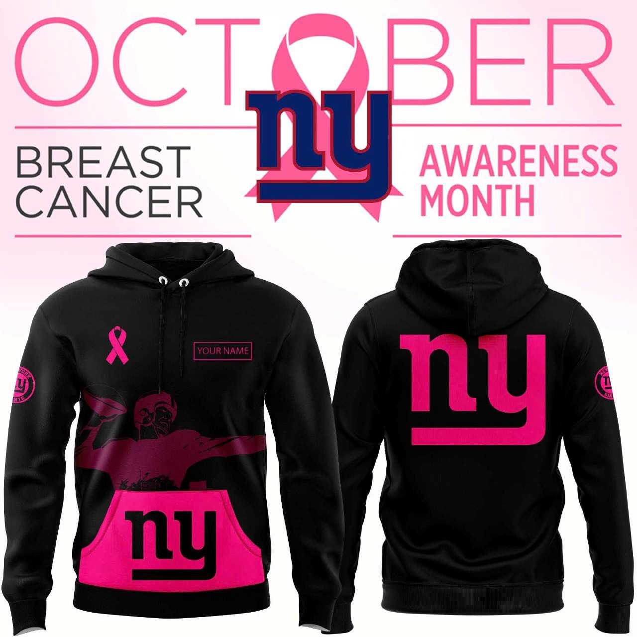 New York Giants Breast Cancer Awareness Hoodie New York Giants Breast Cancer Awareness Hoodie