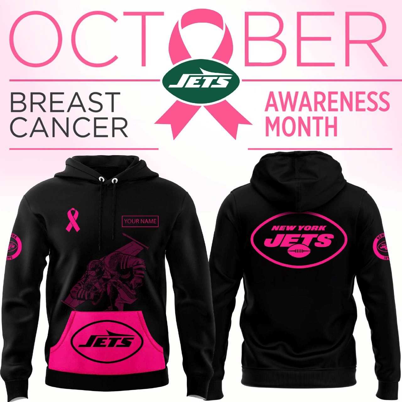 New York Jets Breast Cancer Awareness Hoodie New York Jets Breast Cancer Awareness Hoodie