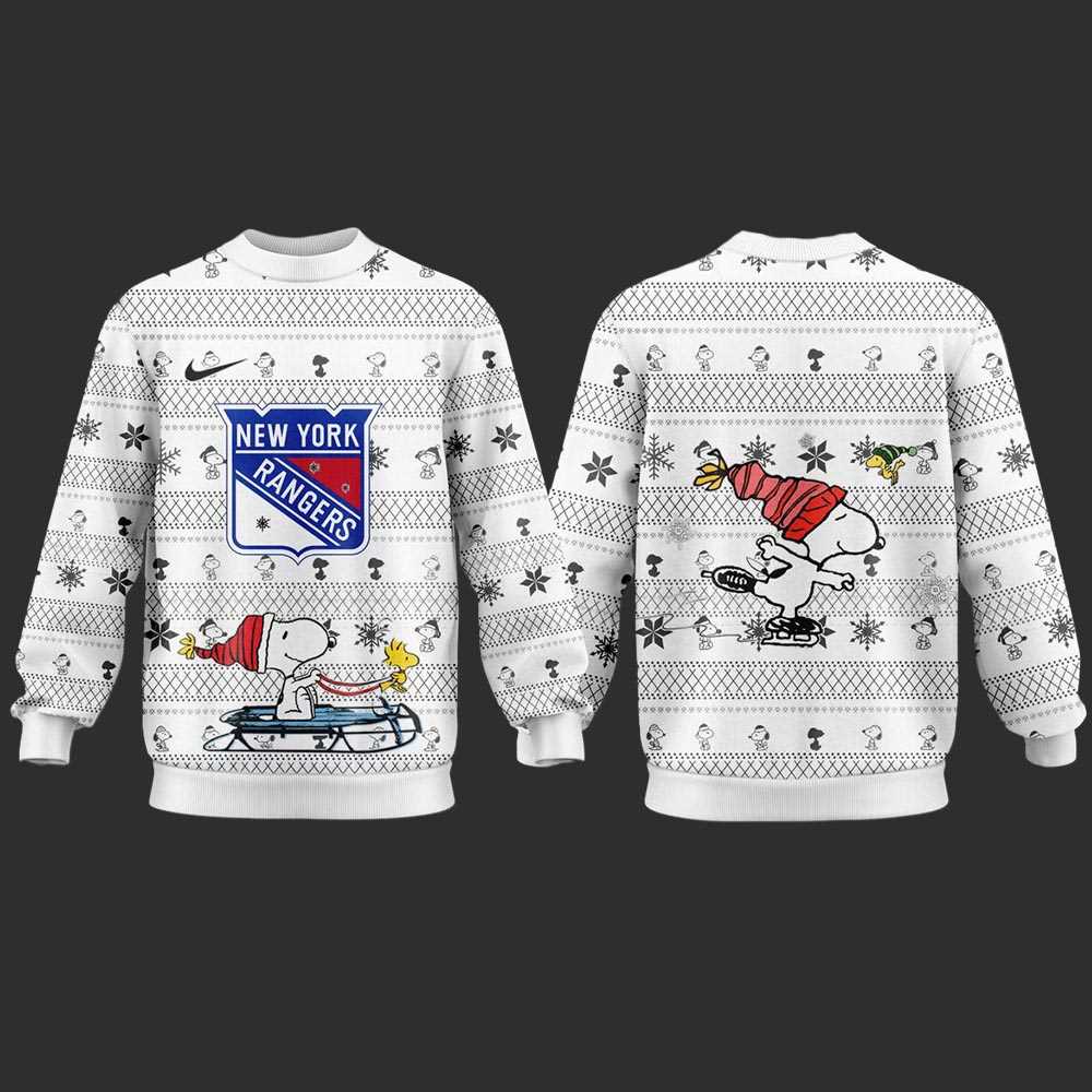 New York Rangers Snoopy Peanuts 2025 Ugly Christmas Sweater New York Rangers Snoopy Peanuts 2025 Ugly Christmas Sweater