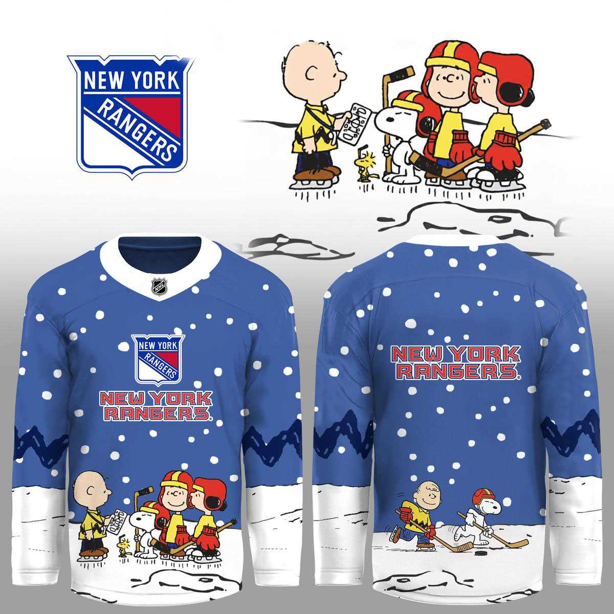 New York Rangers Snoopy Peanuts Christmas Hockey Jersey