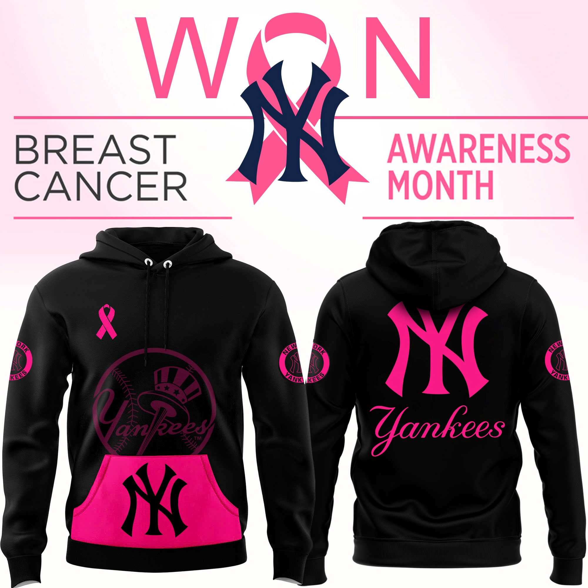 New York Yankees Breast Cancer Awareness Hoodie New York Yankees Breast Cancer Awareness Hoodie
