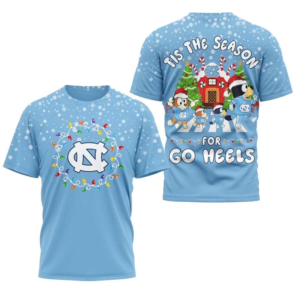 North Carolina Tar Heels Bluey Tis The Season For Go Heels Christmas 2025 Shirt