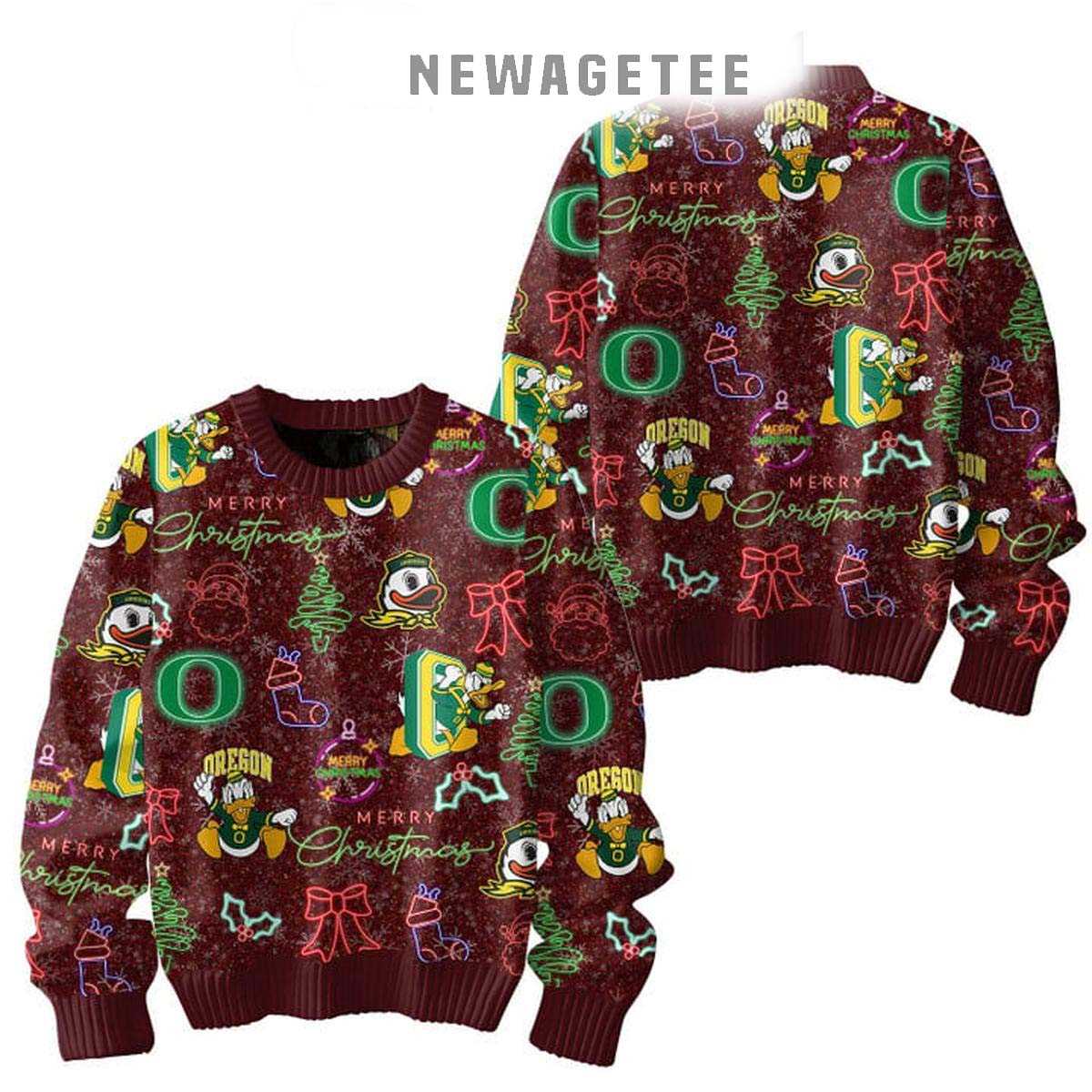 Oregon Ducks Merry Christmas Go Ducks Neon Sign 2025 Ugly Christmas Sweater Oregon Ducks Merry Christmas Go Ducks Neon Sign 2025 Ugly Christmas Sweater