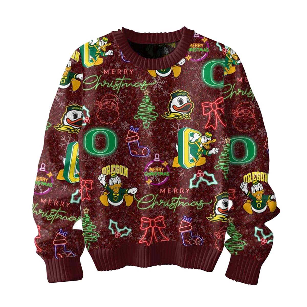 Oregon Ducks Merry Christmas Go Ducks Neon Sign 2025 Ugly Christmas Sweater Oregon Ducks Merry Christmas Go Ducks Neon Sign 2025 Ugly Christmas Sweater
