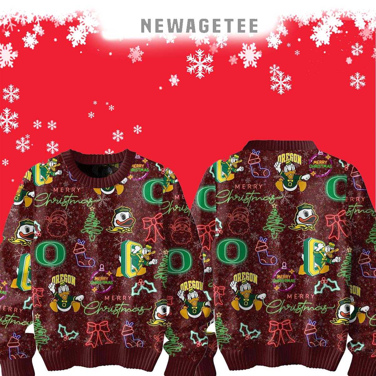 Oregon Ducks Merry Christmas Go Ducks Neon Sign 2025 Ugly Christmas Sweater Oregon Ducks Merry Christmas Go Ducks Neon Sign 2025 Ugly Christmas Sweater