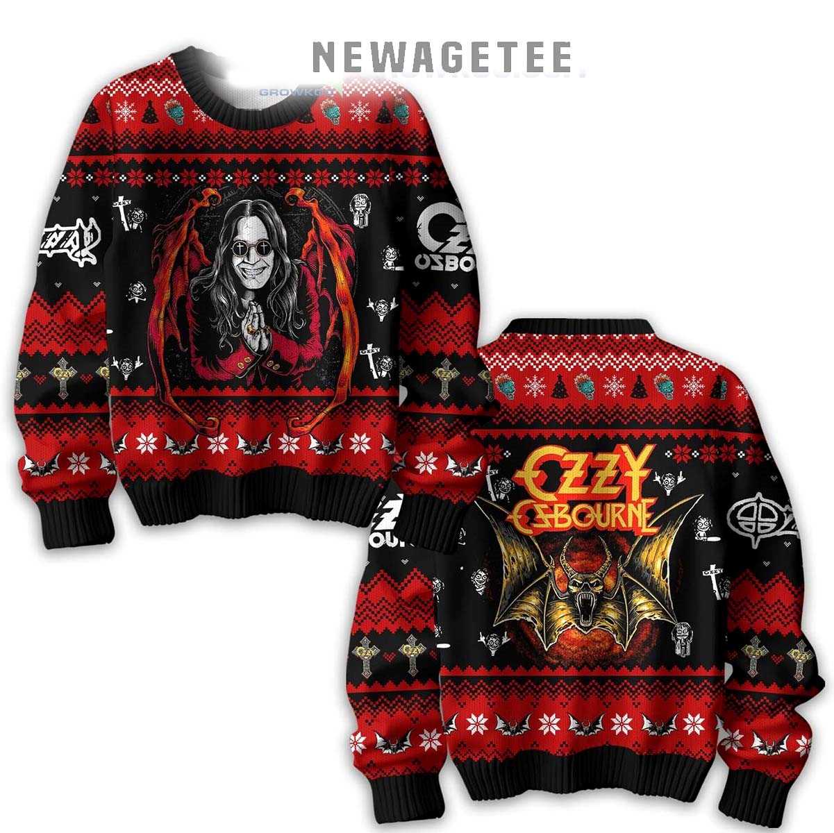 Ozzy Osbourne Prince Of Darkness Merry 2025 Ugly Christmas Sweater