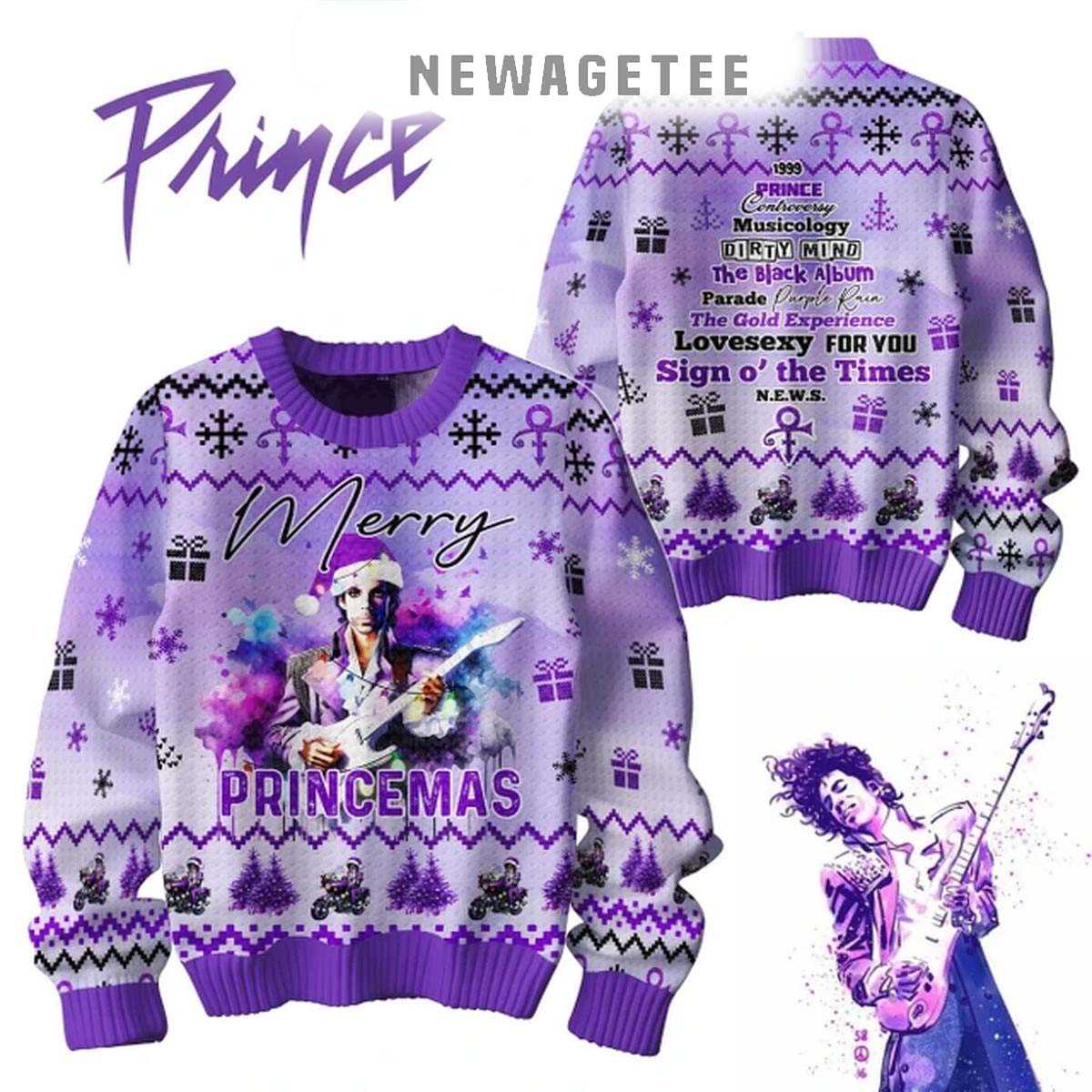 Prince Sign O The Time 2025 Christmas Princemas Ugly Sweater